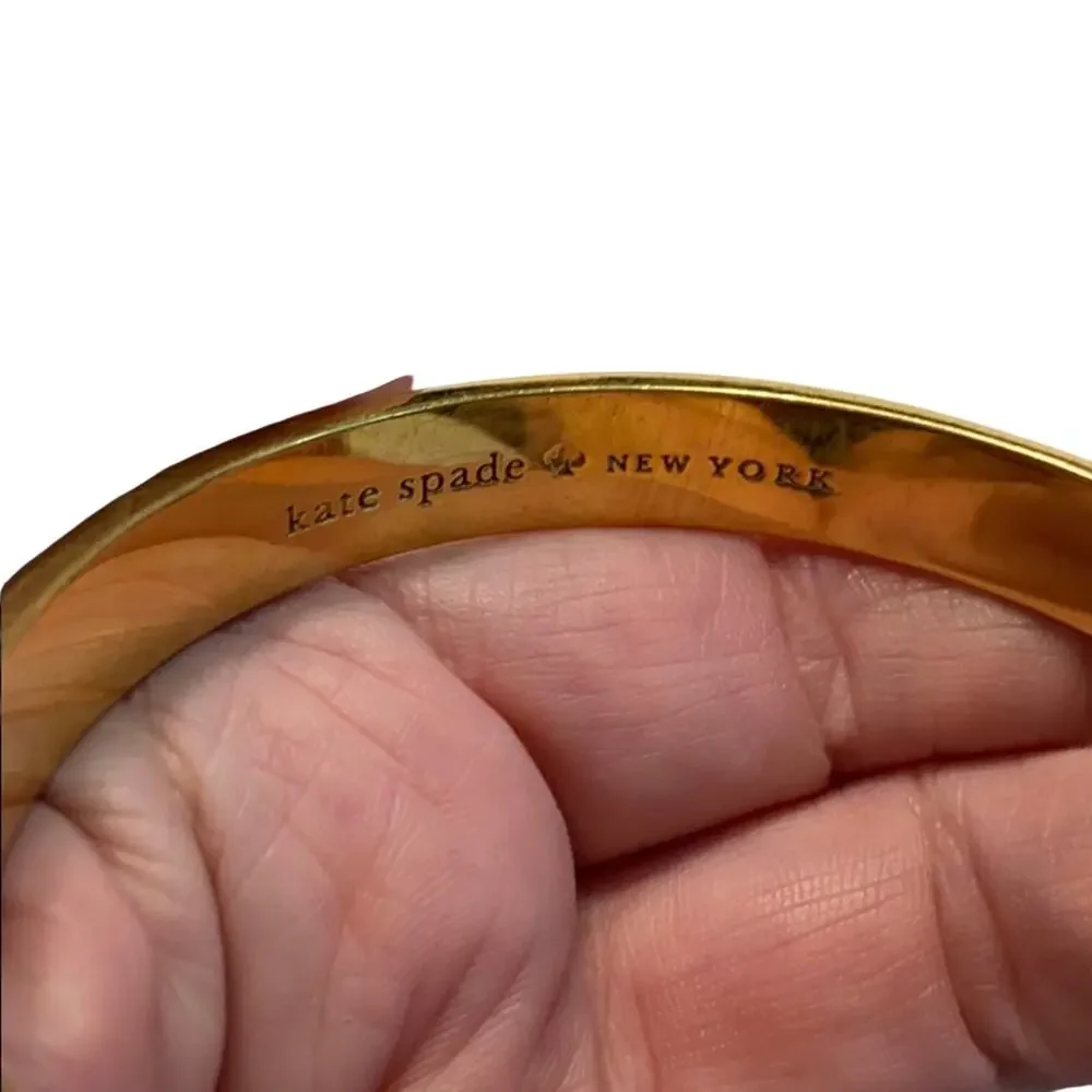 Goldtone signed Kate Spade bangle bracelet colorful multicolor enamel spades - Picture 2 of 7